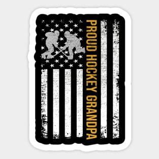 Proud Hockey Grandpa Vintage American Flag Gift Sticker